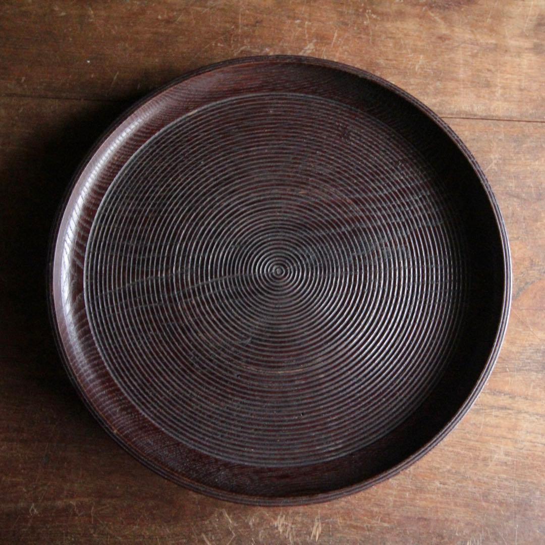 千筋 独楽文 盆 古道具 アンティーク 千筋段文 酒器盆