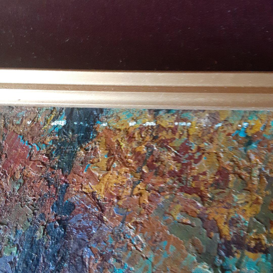 越阪部洋一 油彩画 松原湖畔の秋 F8号