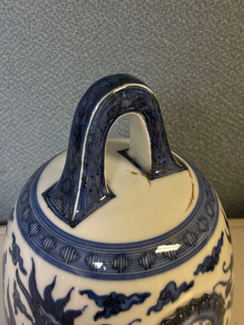 鐘　竹泉　木米　倣　　陶器　釣鐘 煎茶道具　染付