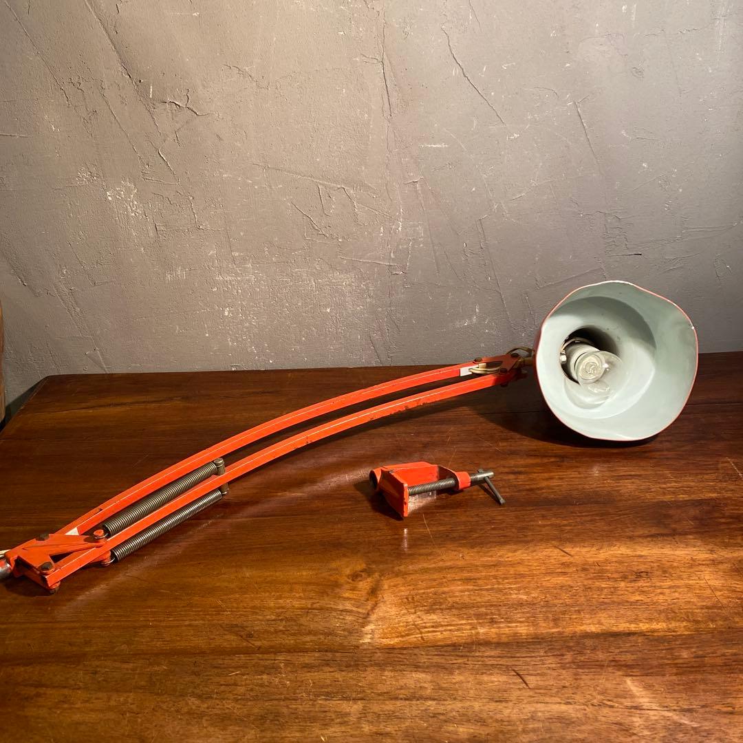 昭和レトロ フレキシブルアーム照明 卓上 万力付き インダストリアル