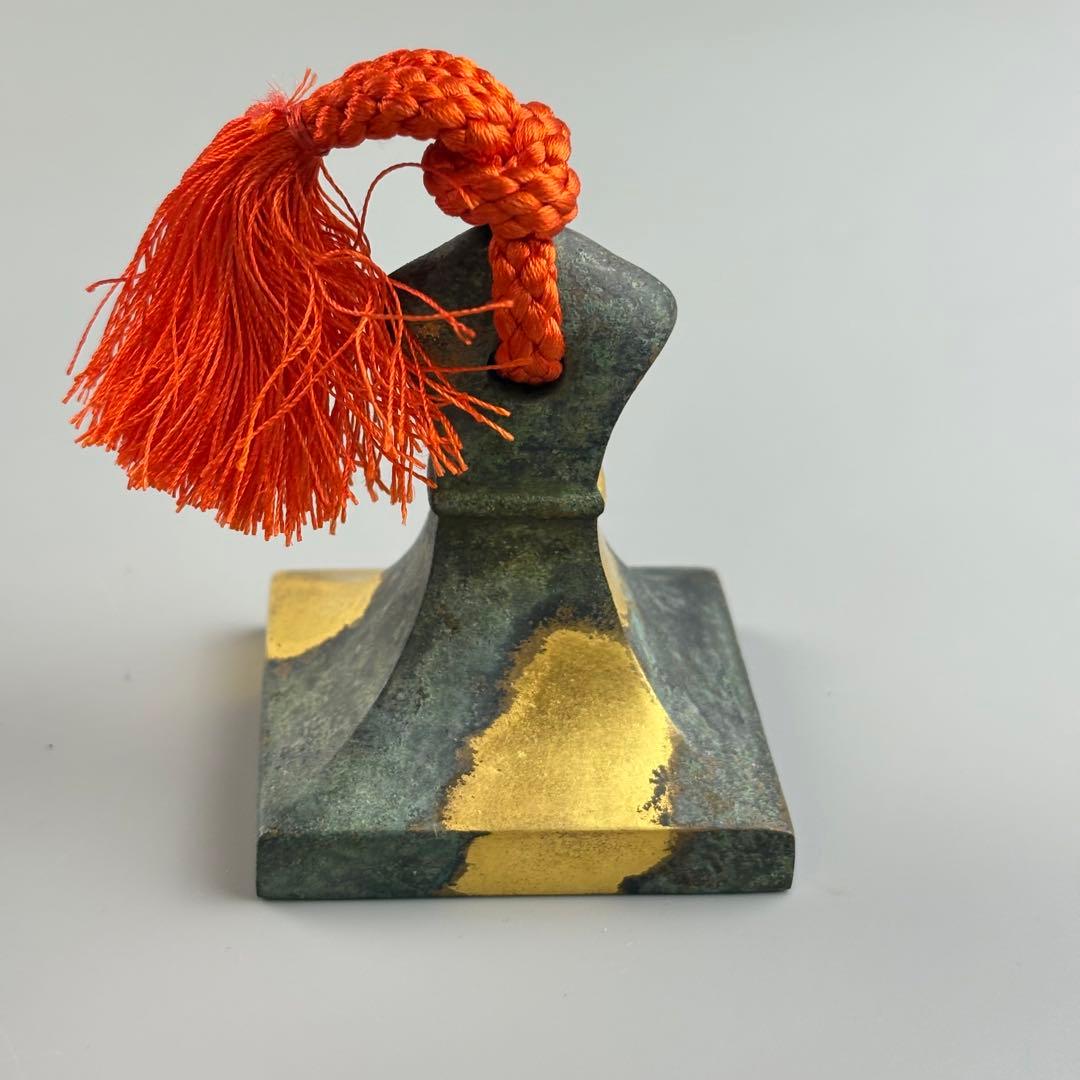 秦蔵六 塗金銅鶏頭紐銅印書鎮 共箱 古美術品 書道具 金工