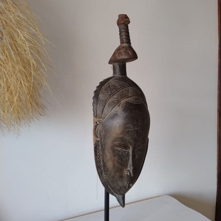 アフリカ　マリ共和国　仮面　お面　台座付き　アンティーク