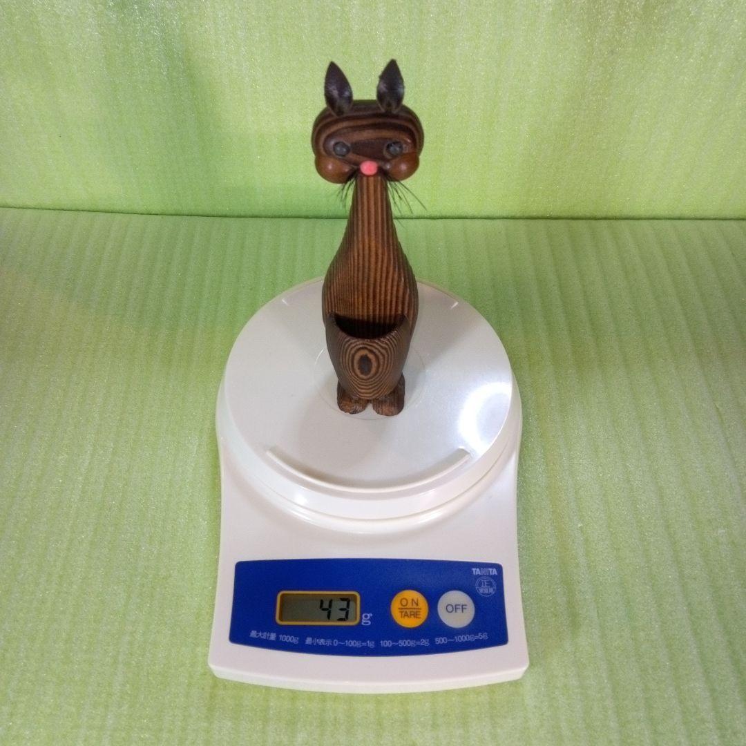 木製　猫型爪楊枝入れ　つまようじ立て　フィギュア　オブジェ　レア　希少
