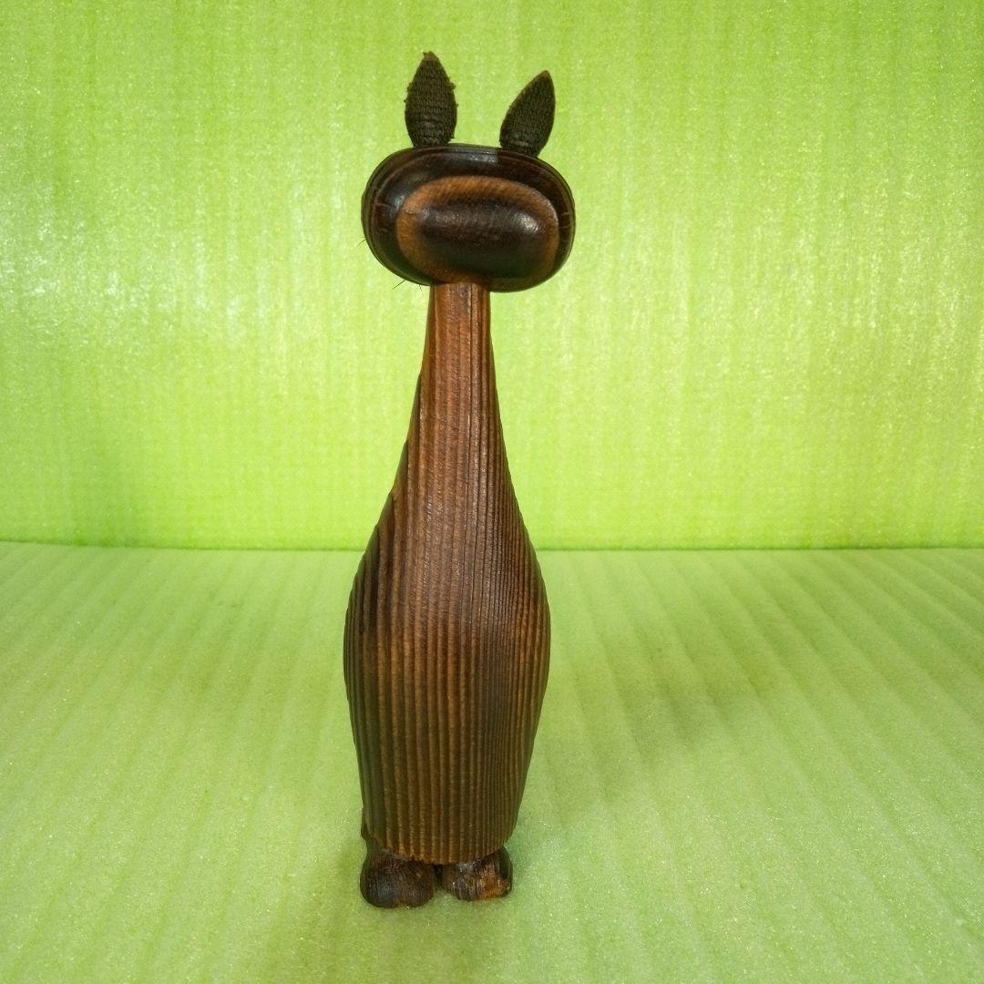 木製　猫型爪楊枝入れ　つまようじ立て　フィギュア　オブジェ　レア　希少