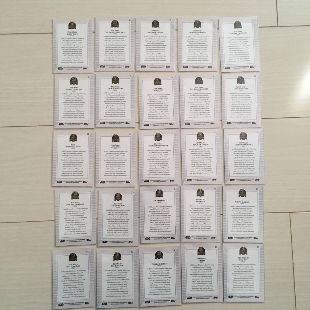 【25枚コンプリート】Star Wars 50周年記念カード topps