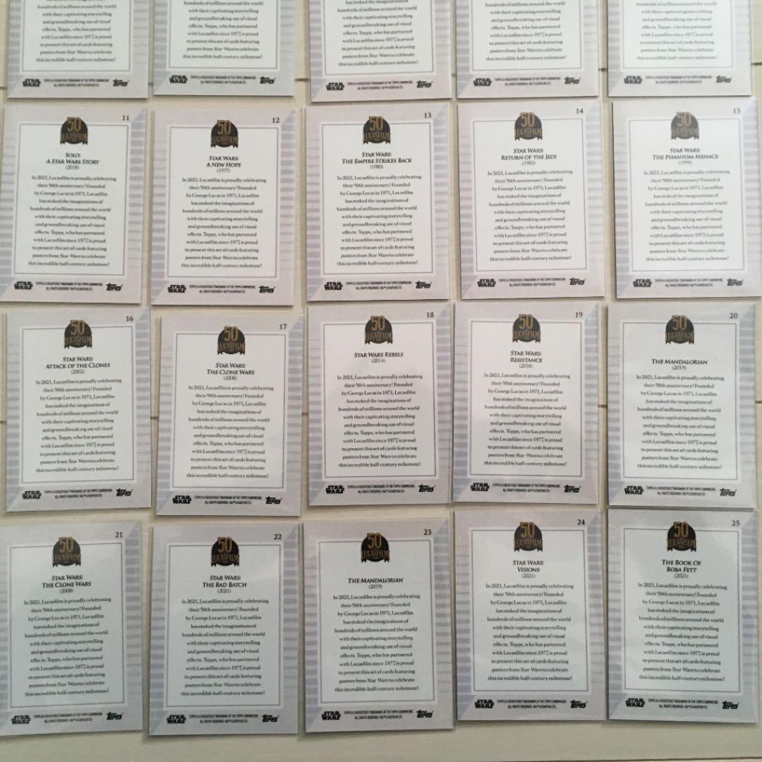 【25枚コンプリート】Star Wars 50周年記念カード topps