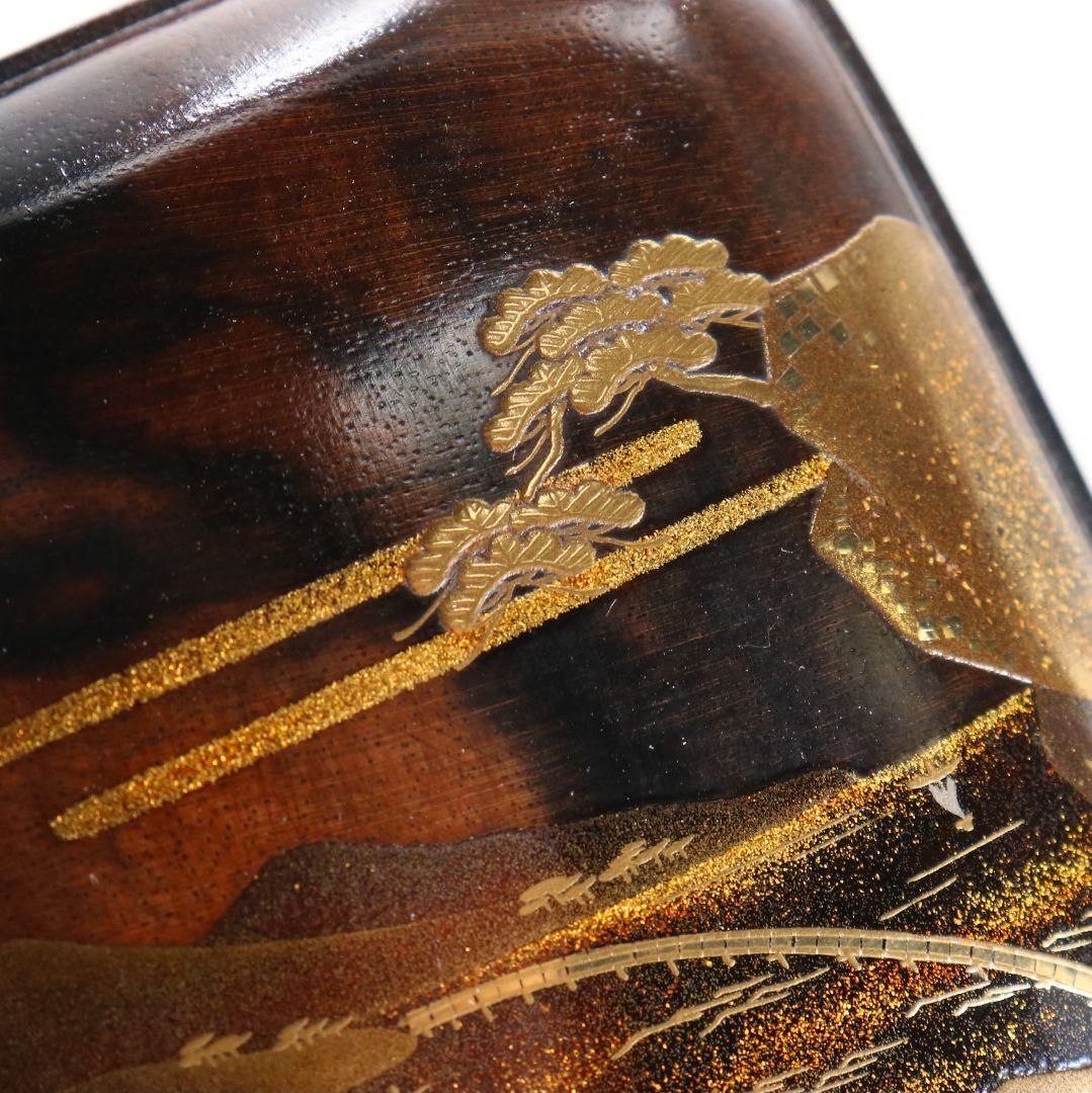 平安 浅見与し三作 乾山写松絵 香合 金蒔絵 茶道具 共箱　C897　N8