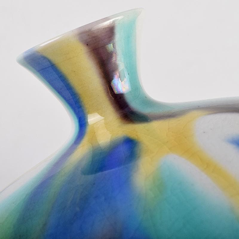 九谷焼　柳雨軒　三代八十吉　徳田正彦作　彩釉　壷　共箱　U　R9360B