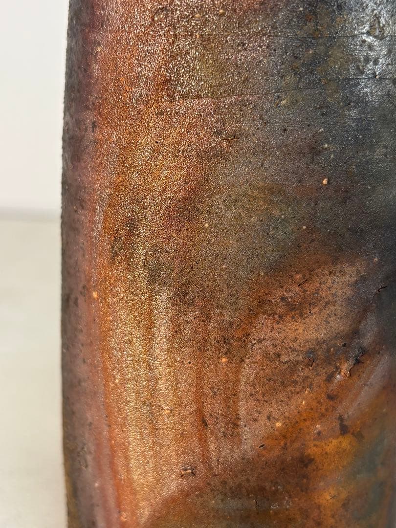 人間国宝 藤原啓 備前焼 窯変耳付き花入