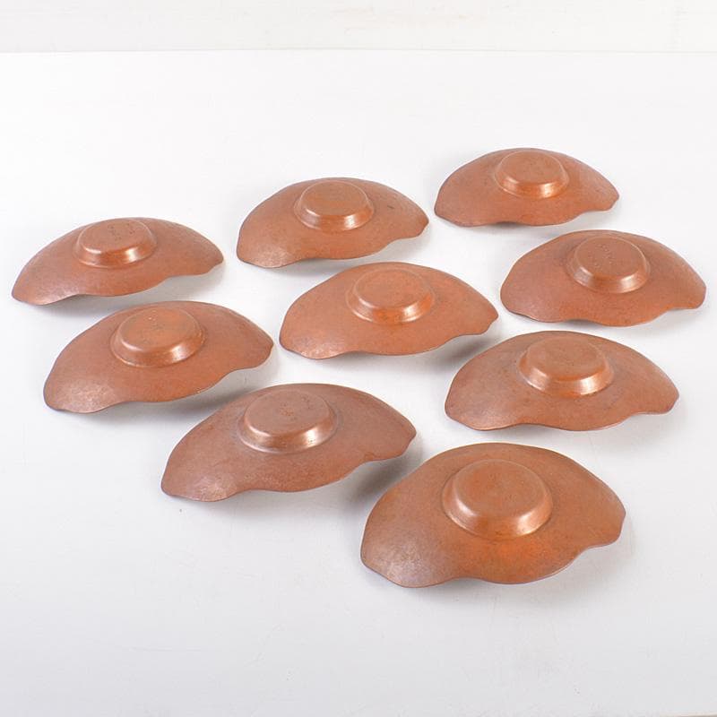 煎茶道具　素銅　木瓜式　茶托　十八客　合計約1429g　在銘　共箱　MR7539