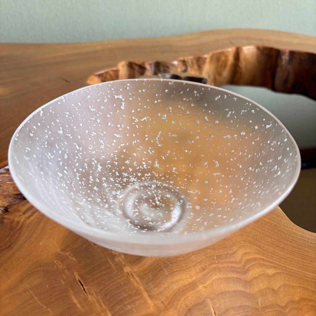 ぎやまん銀散し 硝子茶碗 義山 抹茶碗 茶道具 共箱（174t）