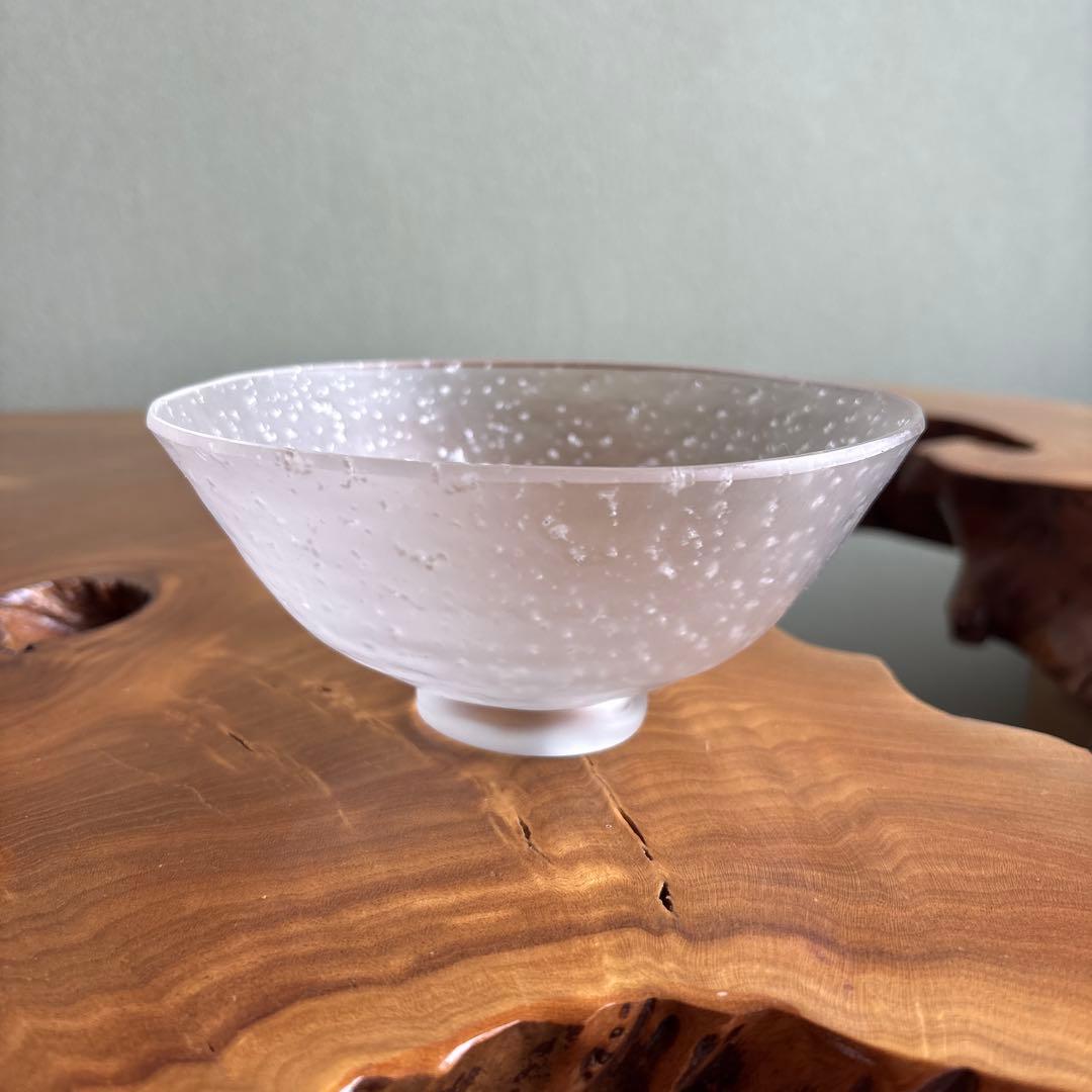 ぎやまん銀散し 硝子茶碗 義山 抹茶碗 茶道具 共箱（174t）