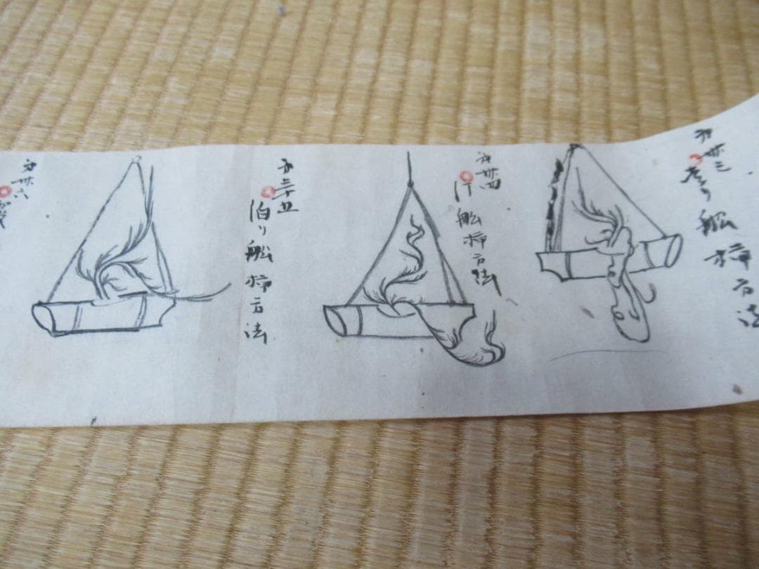美品 江戸中期 手書き華道手本巻物◆三雅流挿花法式図（華道/いけばな）「遠州流」
