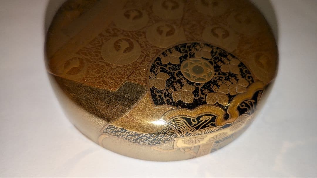 『舞楽蒔絵』平棗　小百合作　輪島塗　内金梨子地　高小百合　塗師茶道具茶器共布共箱