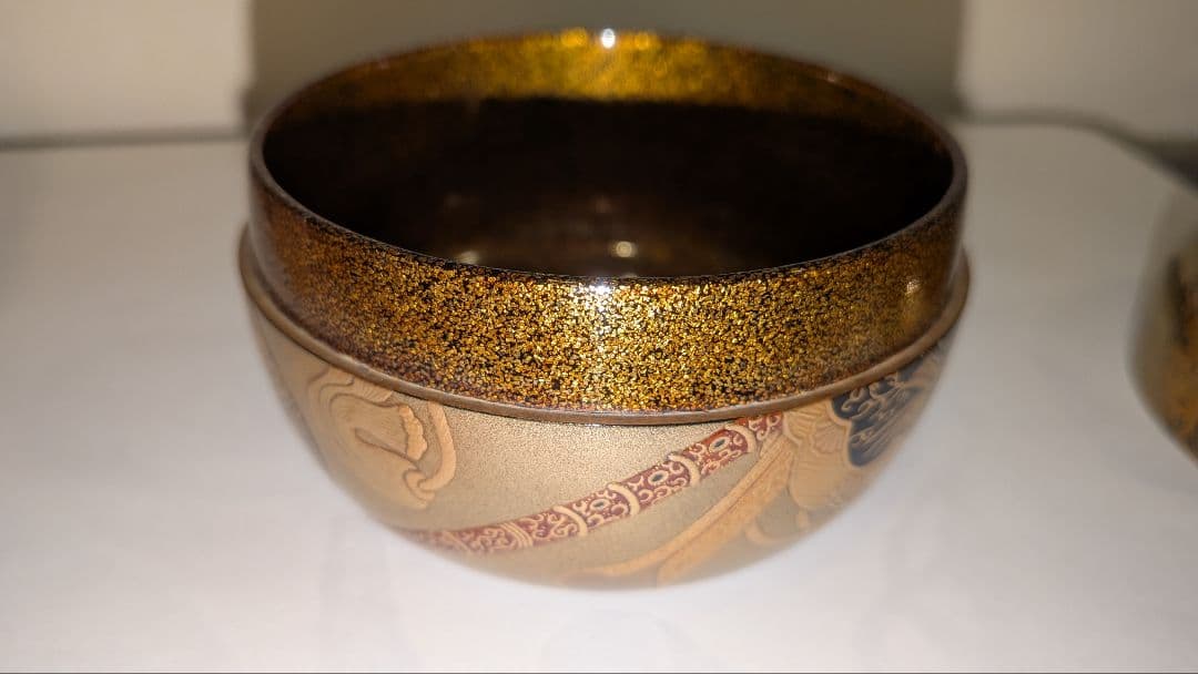 『舞楽蒔絵』平棗　小百合作　輪島塗　内金梨子地　高小百合　塗師茶道具茶器共布共箱