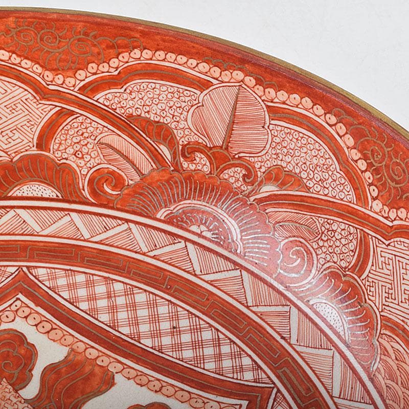 九谷焼　古九谷　八郎手　赤絵金彩　人物文　大鉢　時代箱付　D　R9433B