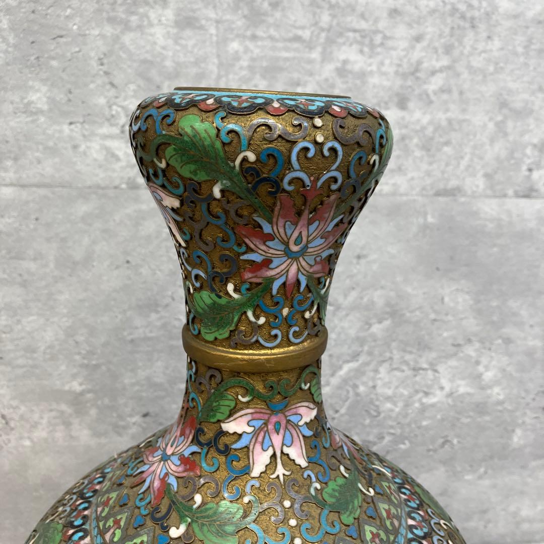 レトロ 中国美術 景泰藍 七宝焼き 花瓶 壺 骨董品 約30cm