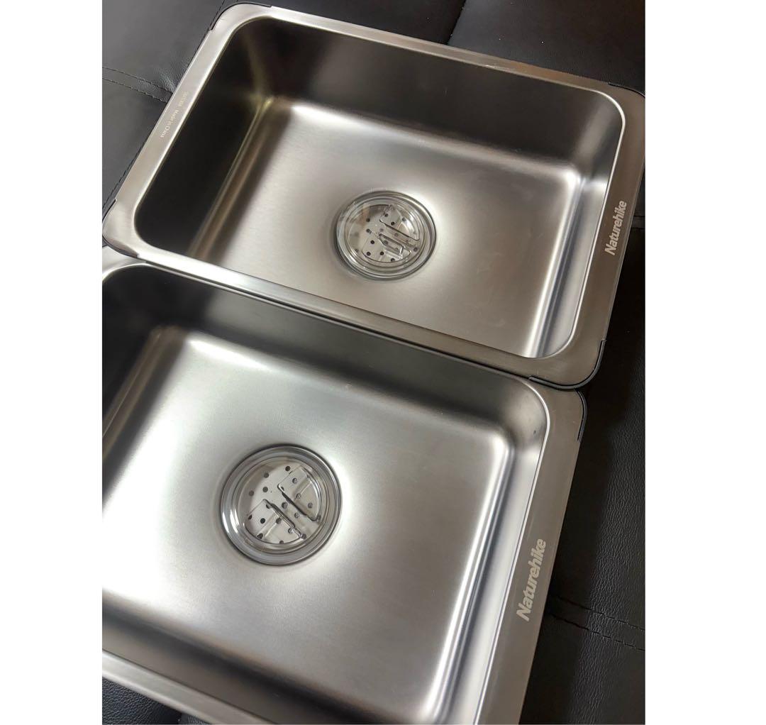 【2個セット】 ネイチャーハイク ステンレス製キャンプ用シンク