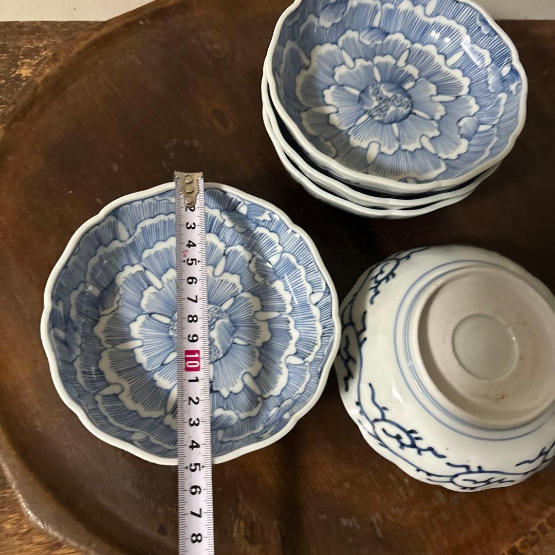 古伊万里　染付なます皿　5枚　膾皿　唐草　アンティーク　古道具　白洲正子　李朝