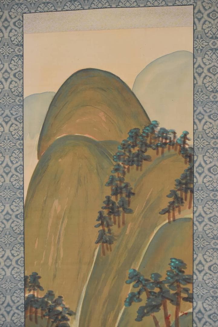 【真作】静雪/山水人物図/掛軸/名家伝来/AA-898