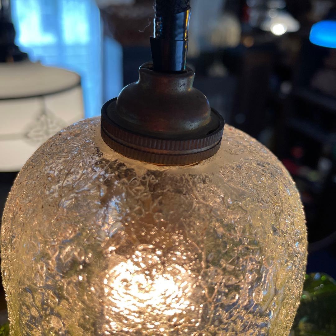 電笠　照明　レトロ　ヨーロッパ【フリル 硝子 電笠】アンティーク ガラス 照明