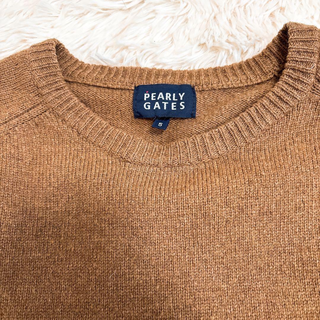 PEARLY GATES カシミヤ混 ブラウン セーター ゴルフ ニット 羊毛