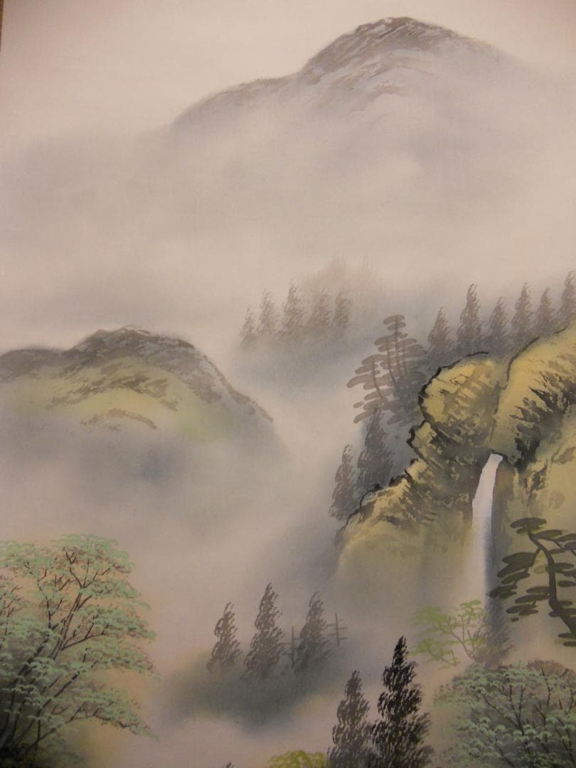 掛け軸 松観 彩色山水 絹本 希少 軸装 茶道具 掛軸 美品 です。