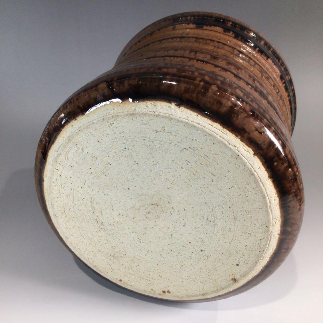 Ｐ４１７　水指　『膳所焼』『淡海ぜぜ　陽炎園造』『捻貫水指』　共箱　茶道具