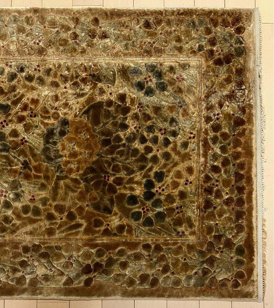 オールド 中国段通 シルク玄関 ラグ 横 123センチ