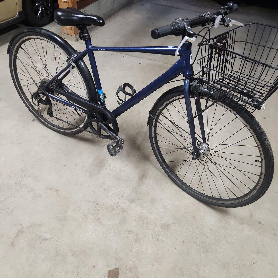 青 シティクロスバイク 前カゴ付き