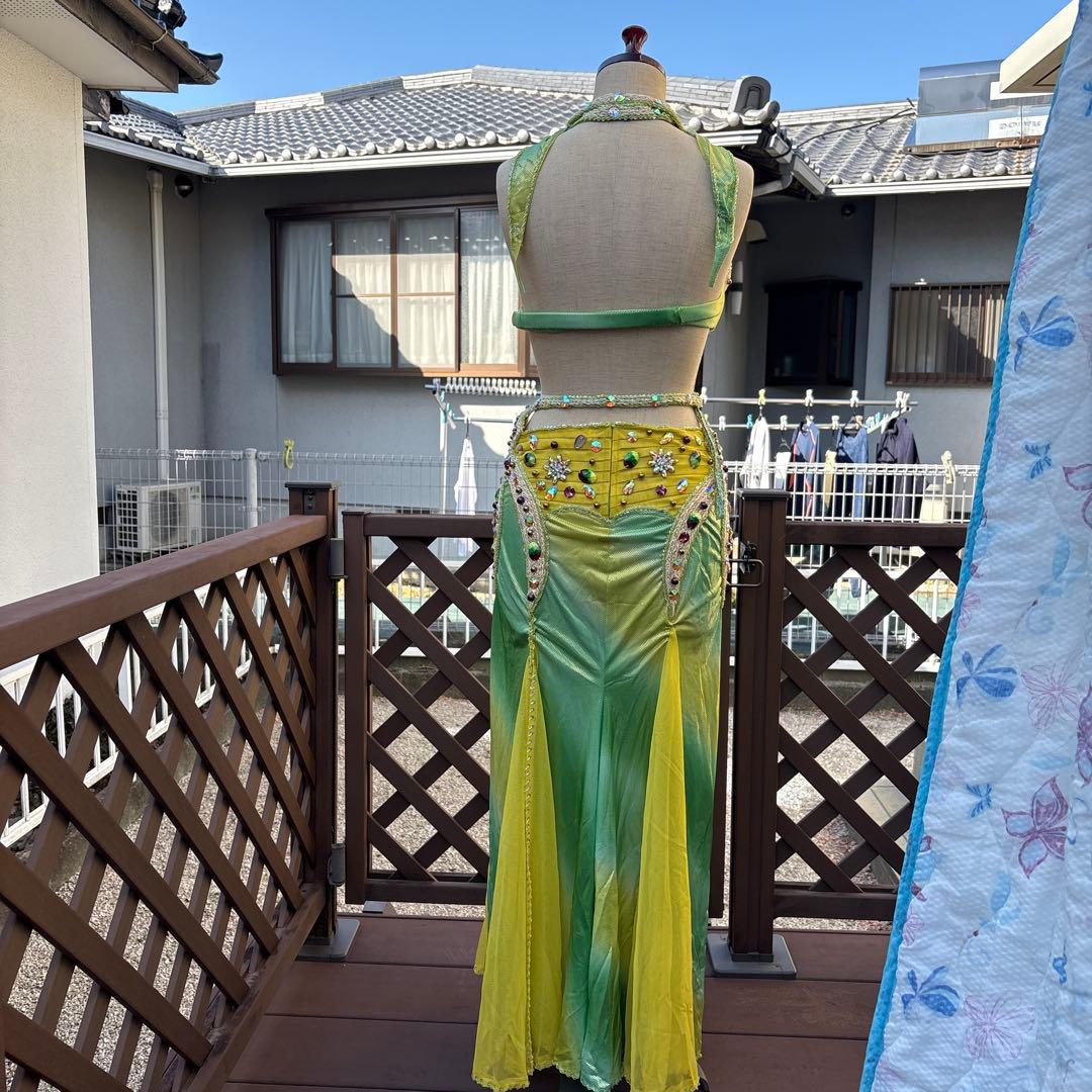 ベリーダンス セットアップ 緑と黄色