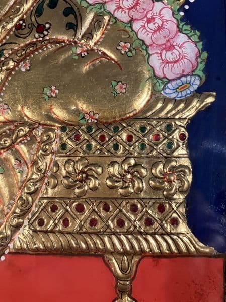 クリシュナ／ヒンドゥー：油彩 クリスタル装飾 कृष्ण, Kṛṣṇa ˈkr̩ʂɳə