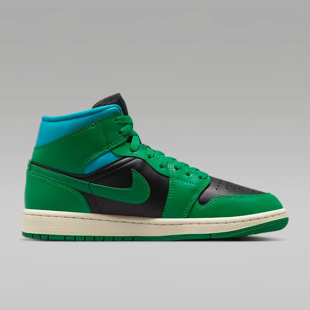 Air Jordan 1 Mid WMNS ブラック/ラッキーグリーン 28cm