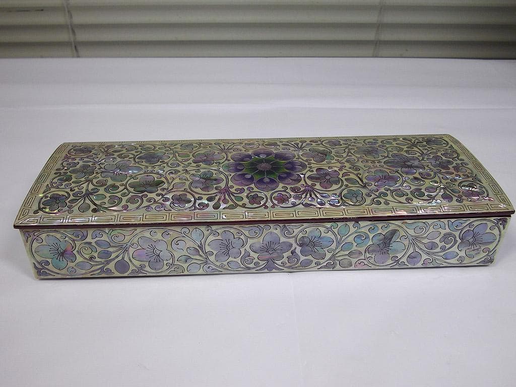 張泰福作 韓国螺鈿細工　筆箱　宝石箱　小物入れ