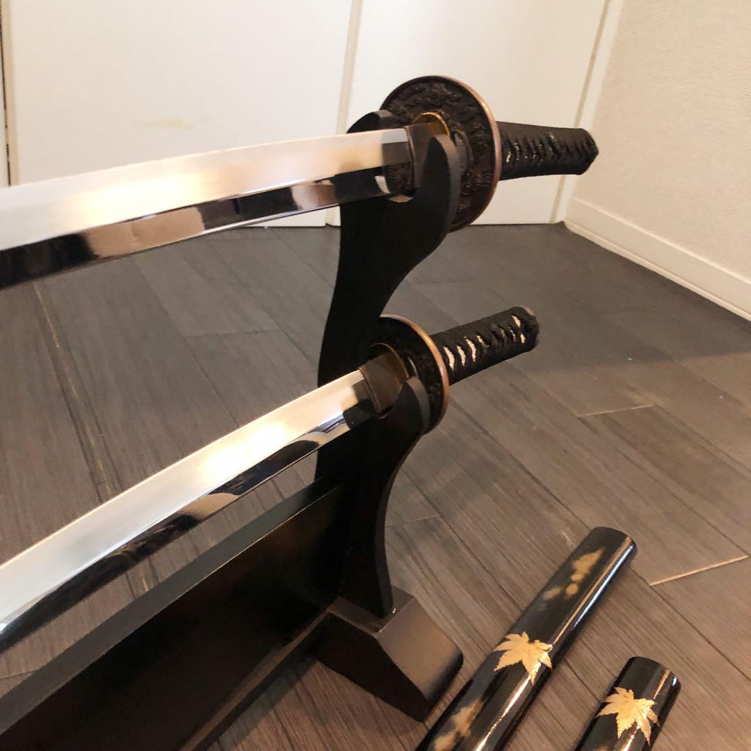 高級模造刀　高級居合刀　 土佐美術刀剣　大小セット　本研波刃　紅葉柄