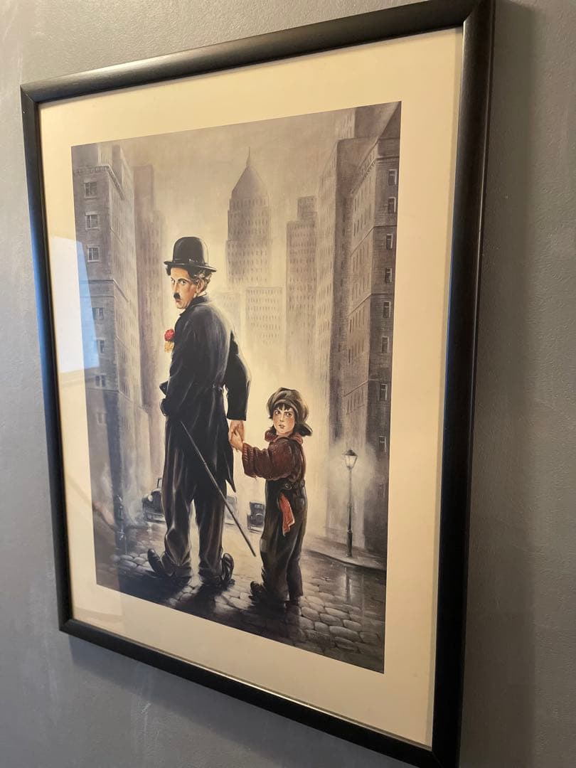 チャップリンと子供のアートプリント