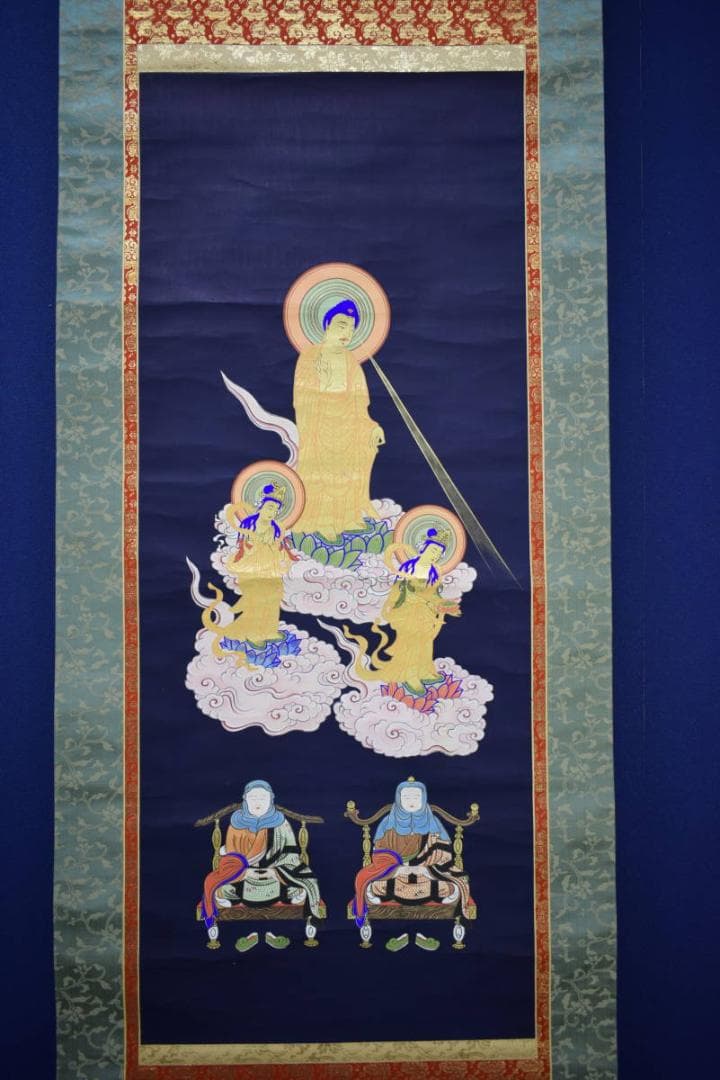 不詳/作者不明/天台宗/三尊仏/三尊佛/佛画/布袋屋掛軸HJ-460