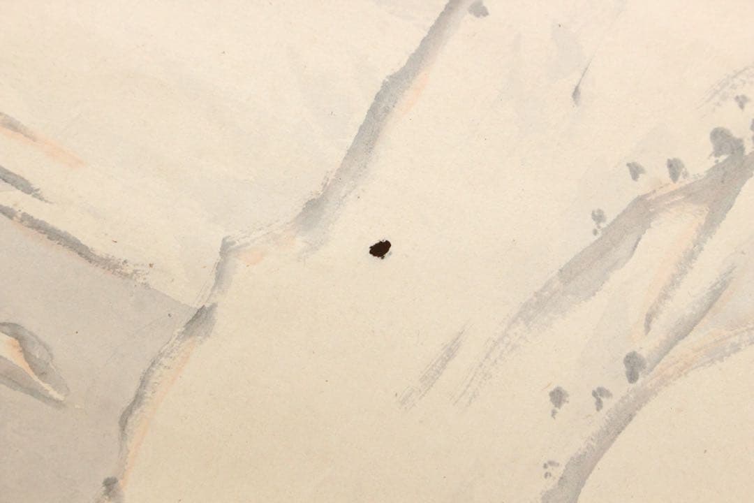 No5372 掛軸　作者不詳　在銘　雪中山水　萬山積雪　紙本　中国画　送料無料