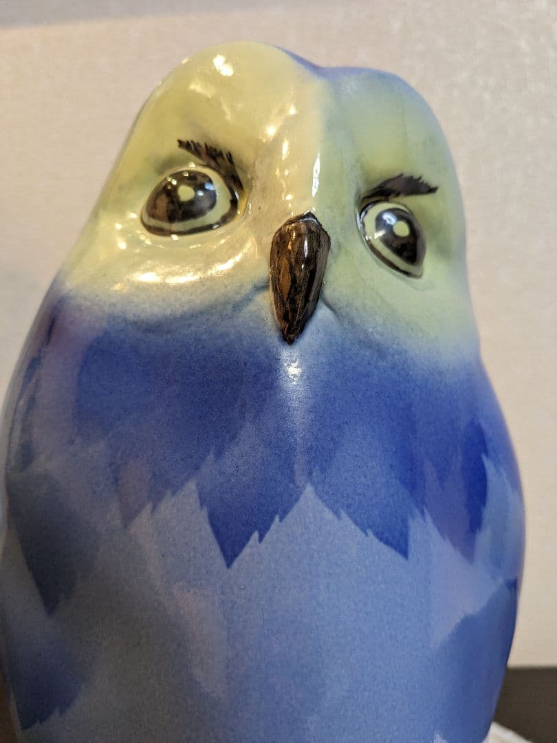 陶器製フクロウの置物 九谷焼