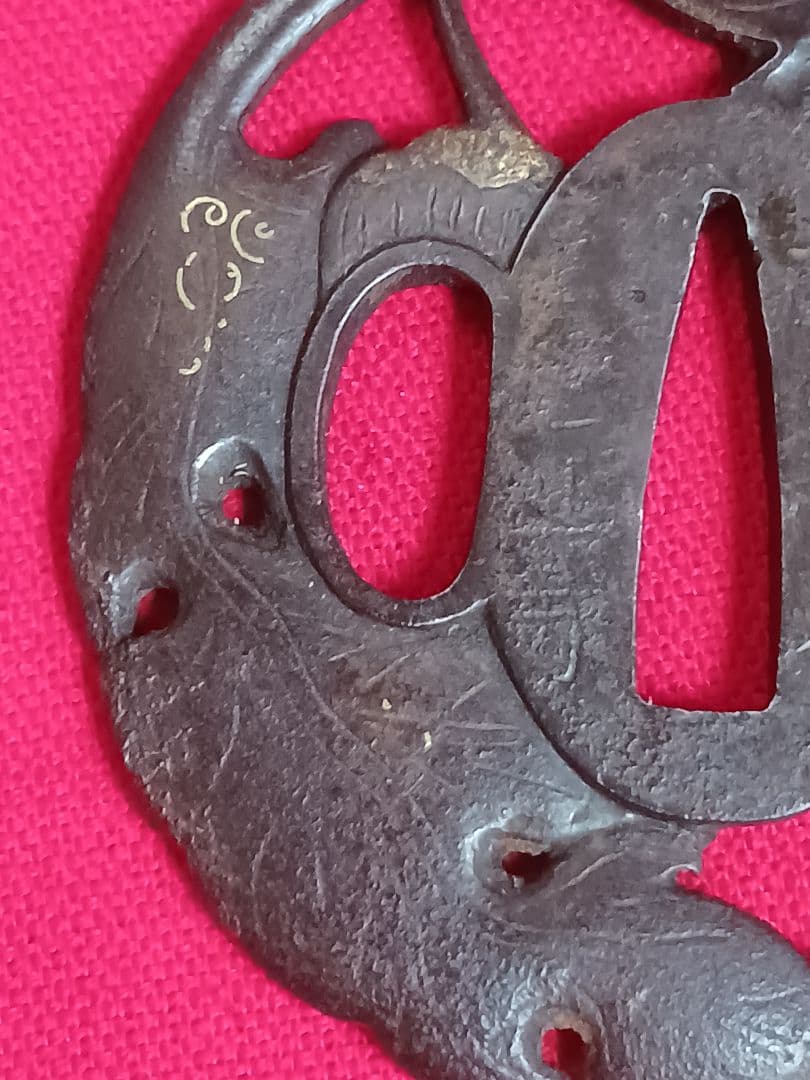 鍔　武州住 正芳　当時物　鉄地　刀　武具