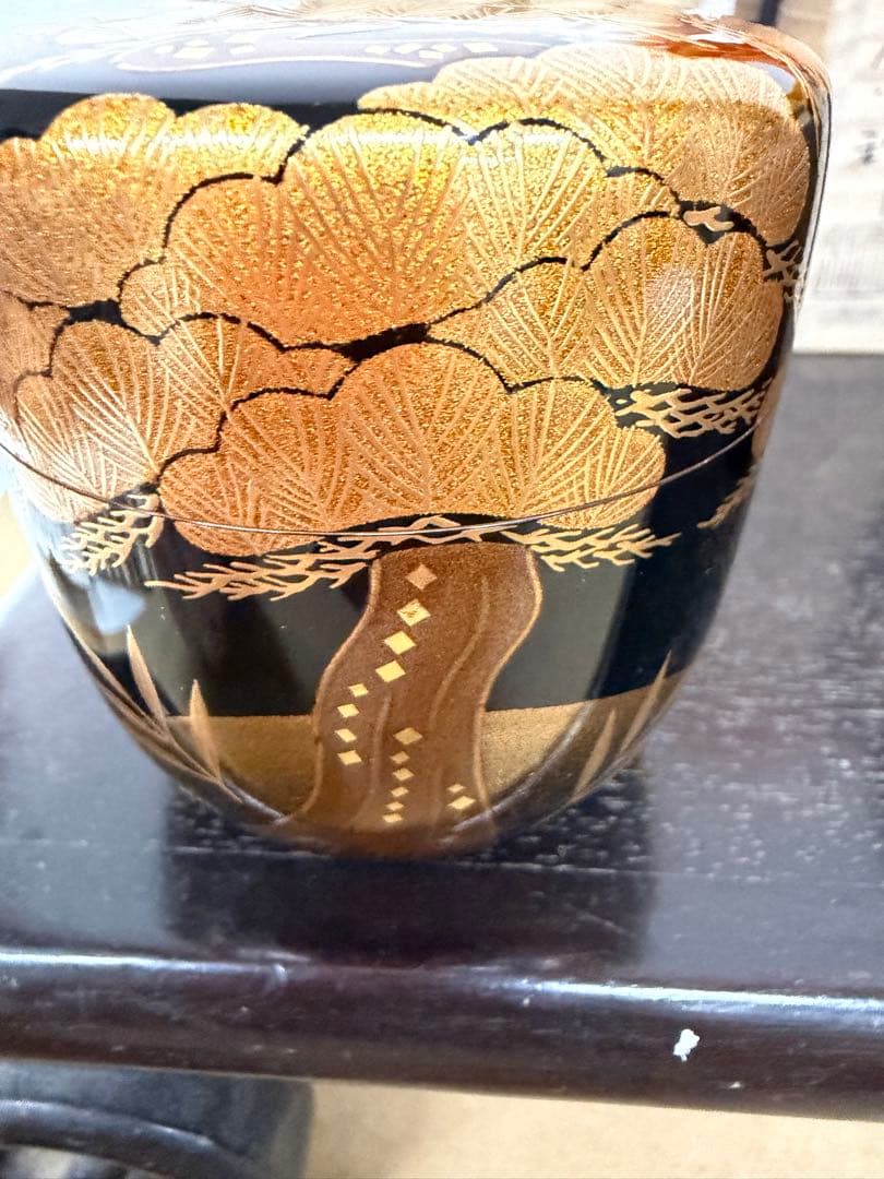 茶道具 棗 蒔絵 村田宗覚 宗利 大棗 内銀地 老松 セット売り