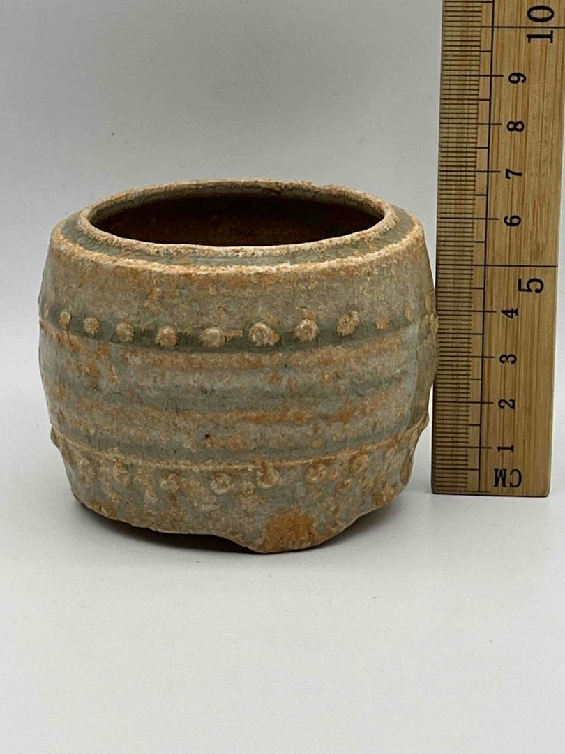 北宋時代 越窯 青磁鼓釘三足香炉 湖田窯琴炉 【旧家蔵出し】希少貴重(F-95)