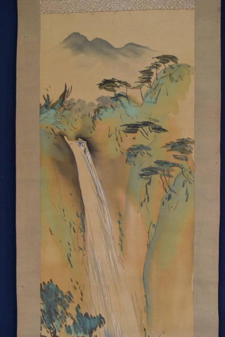 【真作】児島虎次郎/滝之図/秋景山水図/掛軸/名家伝来/AA-740