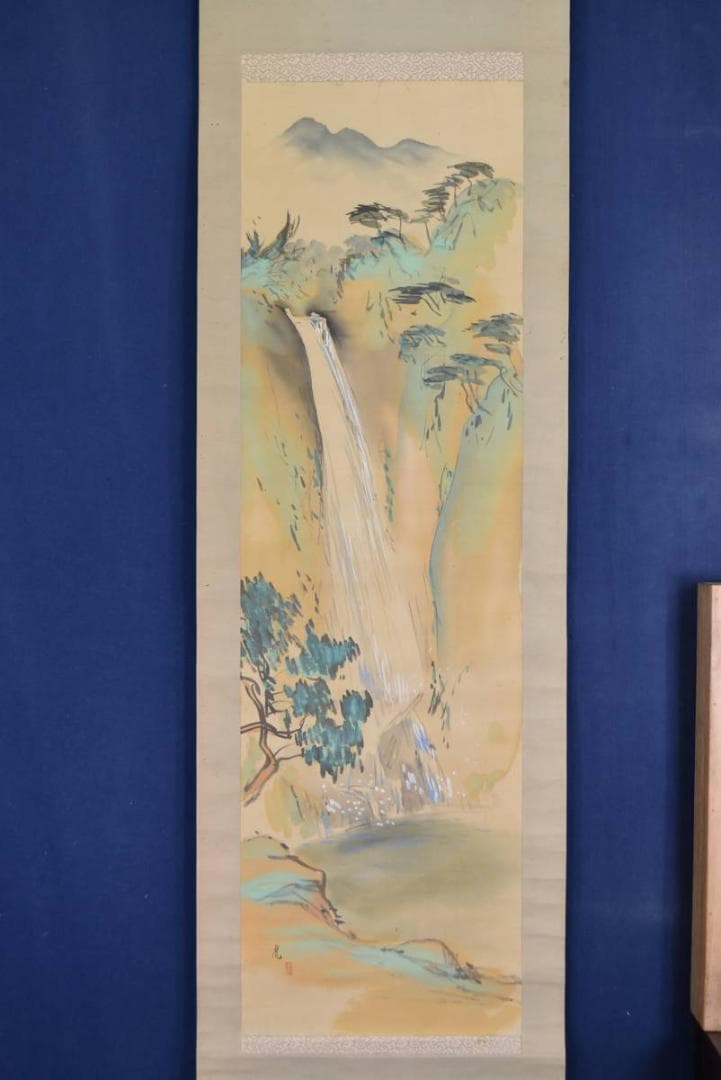 【真作】児島虎次郎/滝之図/秋景山水図/掛軸/名家伝来/AA-740