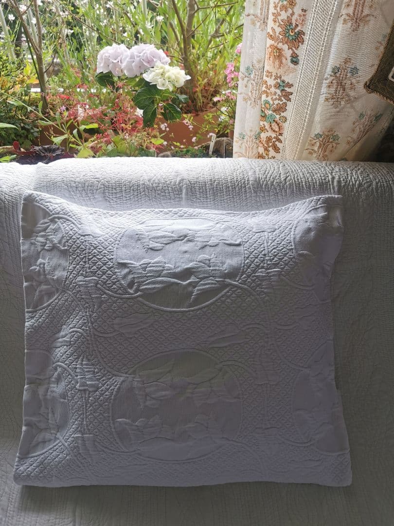 ヴィンテージ ピケドプロヴァンス チューリップ 百合風 花織肉厚クッションカバー