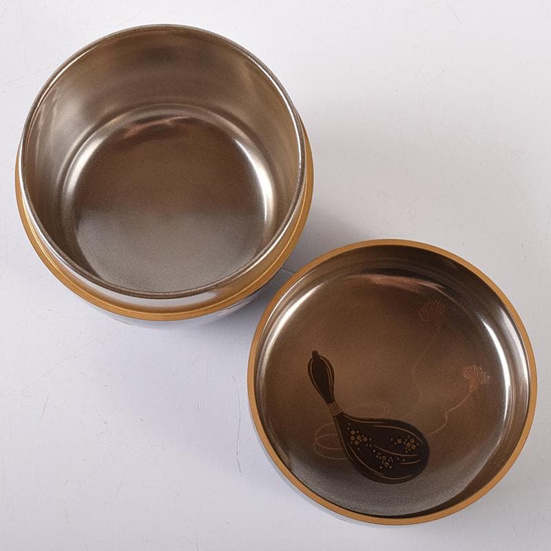 さすがのまみ　坂本照雄作　六瓢蒔絵　内銀留　棗　共布共箱　F　R7951