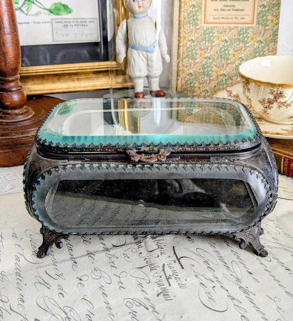 ガラス製装飾ジュエリーボックス ベベルガラス 宝石箱