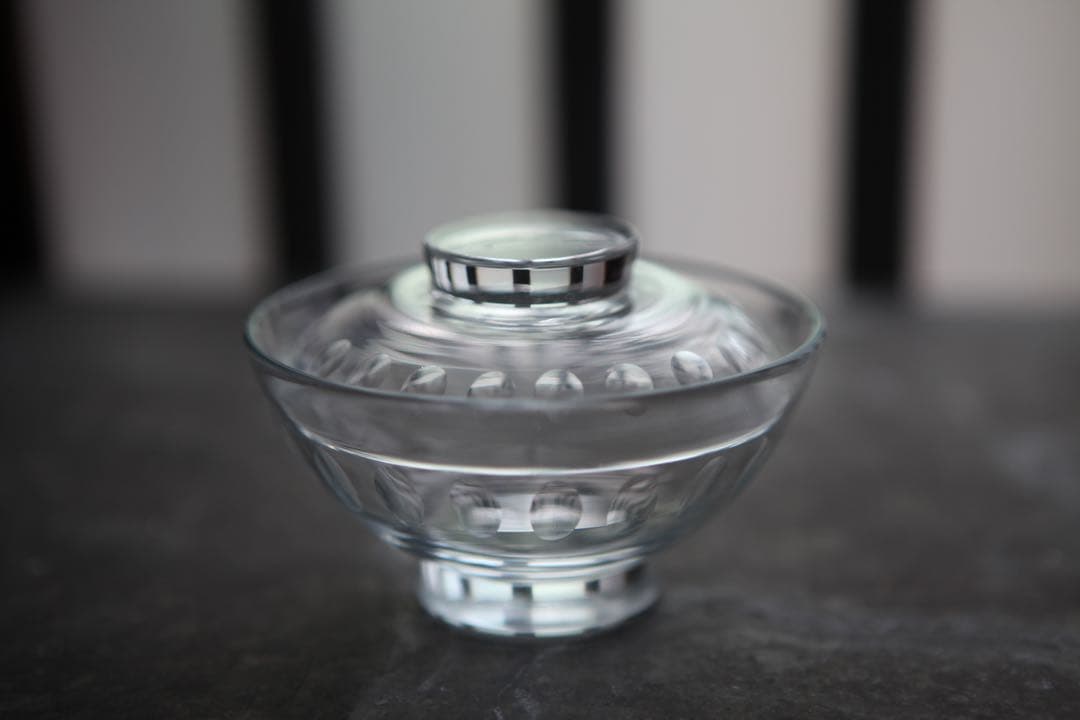 古道具　戦前　大正　昭和初期　蓋付ガラス碗　レア　B