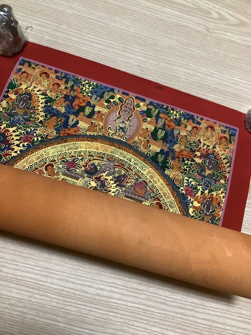 《 チベット密教　新品　1点物 》 手描き　曼荼羅　仏陀　釈迦　仏画　仏教　e9