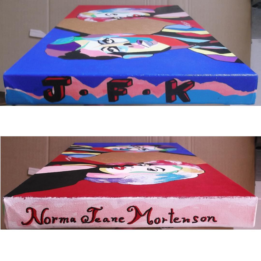 天才クリア・クリムゾンの真作保証作品　JFKとマリリン　変わったキャンバス